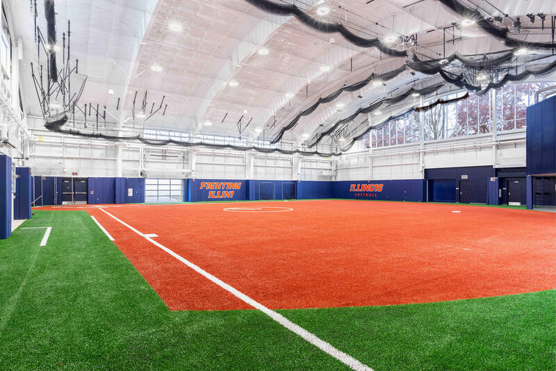 First baseline of the Softball Training Facility