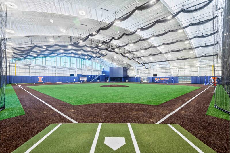 View from home plate at Baseball Training Facility